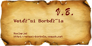 Vetési Borbála névjegykártya